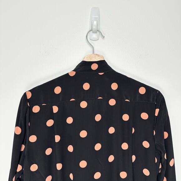 ASO Mandy Moore Tory Burch Printed Ruffle Bow Neck Polka Dot Silk Dress | SZ 4 - Picture 10 of 16